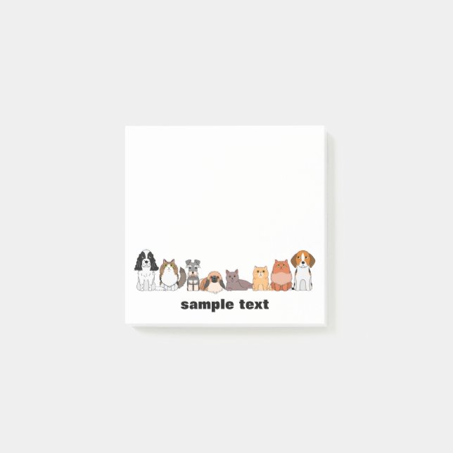Bloco De Notas cute cartoon dogs and cats post it (Frente)