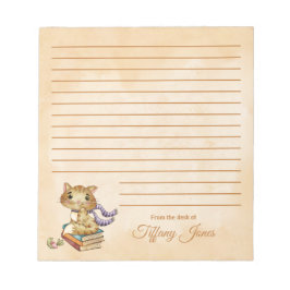Bloco De Notas Cute Cat and Books