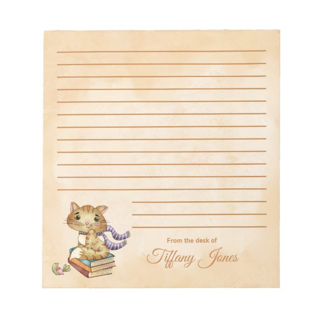 Bloco De Notas Cute Cat and Books (Frente)