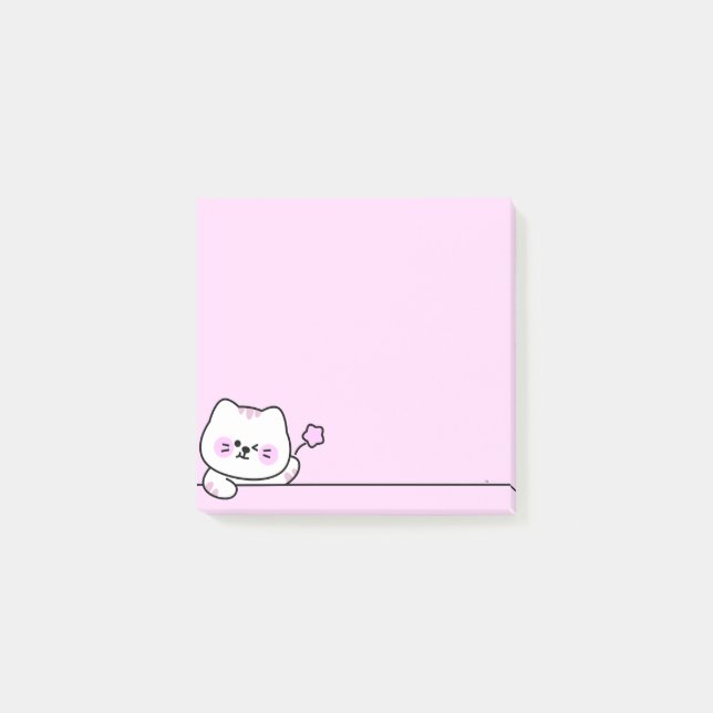 Bloco De Notas Cute Cat with Flower (Frente)