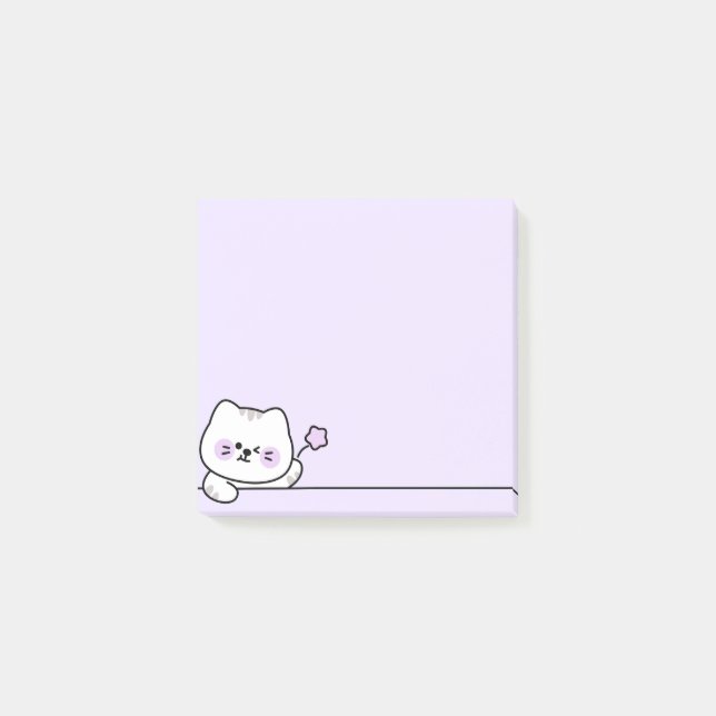 Bloco De Notas Cute Cat with Flower (Frente)