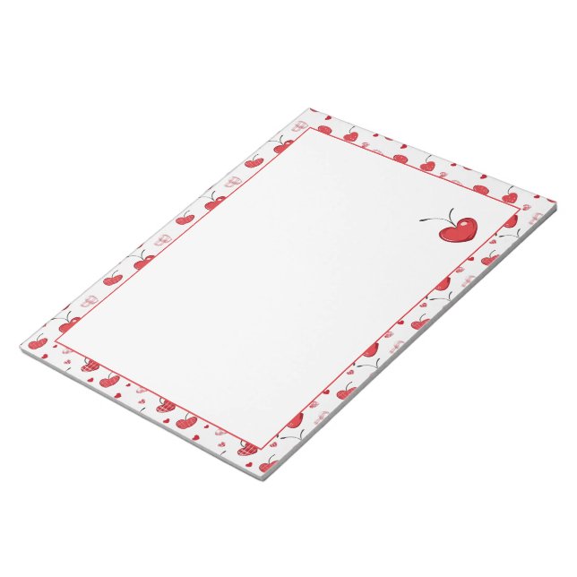 Bloco De Notas Cute Cherry Hearts Boho Scandinavian Valentine  (Inclinado)