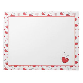Bloco De Notas Cute Cherry Hearts Boho Scandinavian Valentine 