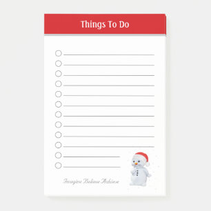 Bloco De Notas Cute Christmas Snowman Things To Do Post-it Notes