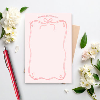 Bloco De Notas Cute Coquette Bow and Ribbon Custom Name