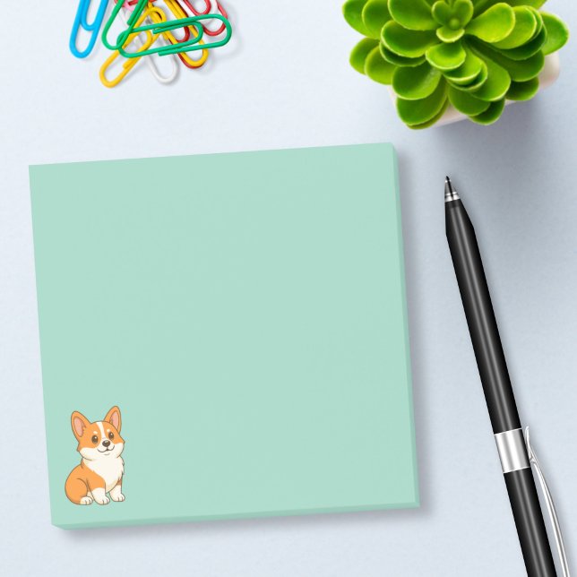 Bloco De Notas Cute Corgi Dog Green (Criador carregado)