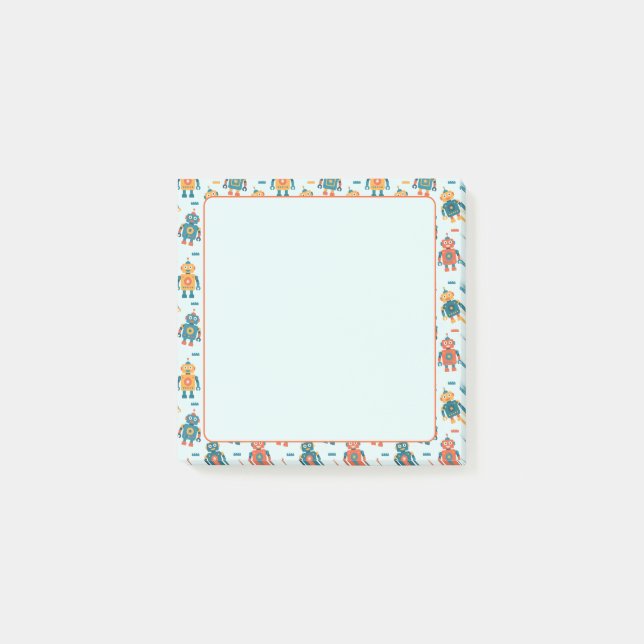 Bloco De Notas Cute Customizable Robot Print (Frente)