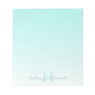 Bloco De Notas Cute Customizable Teal Monogram & Your Name Script