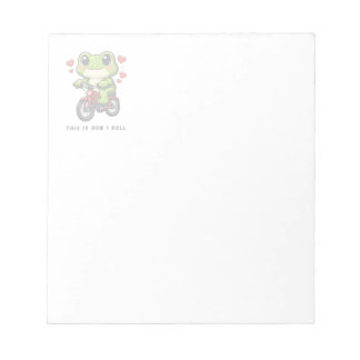 Bloco De Notas Cute Cycling Frog | Kawaii Frog Bicycle Art