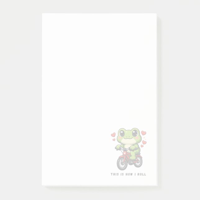 Bloco De Notas Cute Cycling Frog | Kawaii Frog Bicycle Art (Frente)