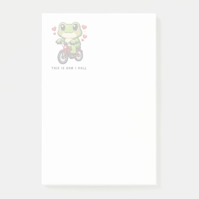 Bloco De Notas Cute Cycling Frog | Kawaii Frog Bicycle Art (Frente)