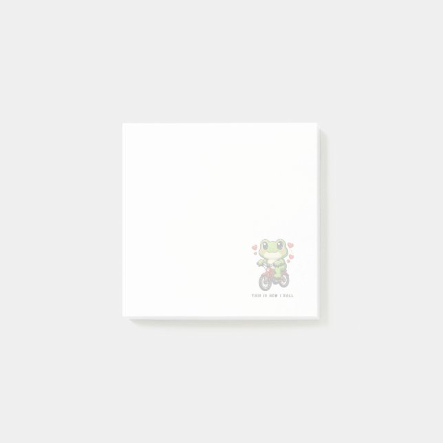 Bloco De Notas Cute Cycling Frog | Kawaii Frog Bicycle Art (Frente)