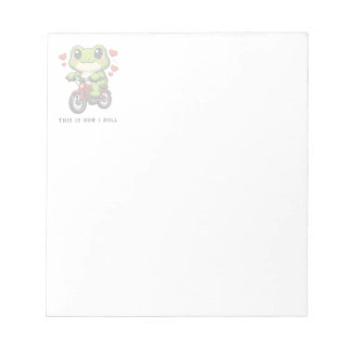 Bloco De Notas Cute Cycling Frog | Kawaii Frog Bicycle Art
