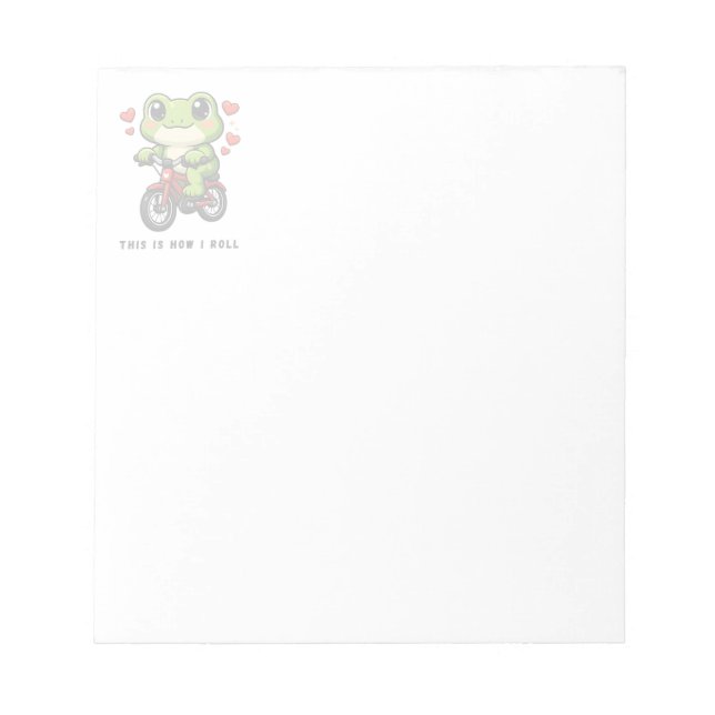 Bloco De Notas Cute Cycling Frog | Kawaii Frog Bicycle Art (Frente)