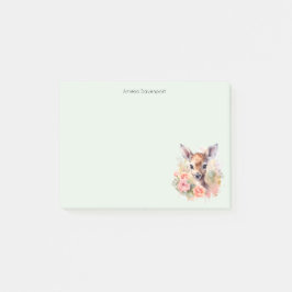 Bloco De Notas Cute Deer Cercado Por Rosas