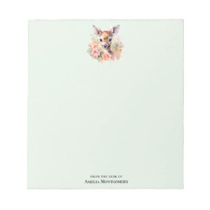 Bloco De Notas Cute Deer Cercado Por Rosas