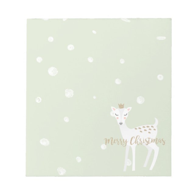 Bloco De Notas Cute Deer | Sage Green | Natal (Frente)