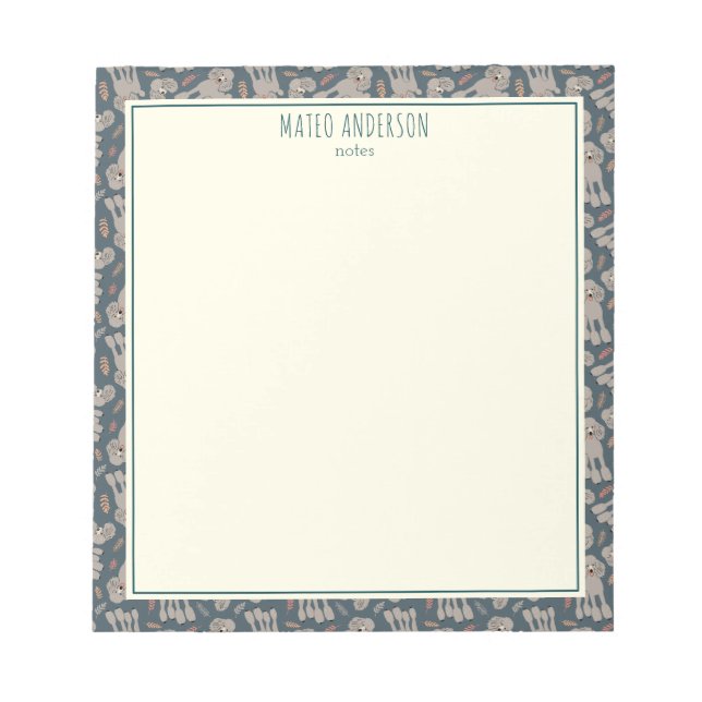 Bloco De Notas Cute Dogs with Plants Personalized Name Green (Frente)