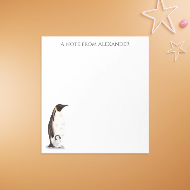 Bloco De Notas Cute emperor penguin with baby personalized (Criador carregado)