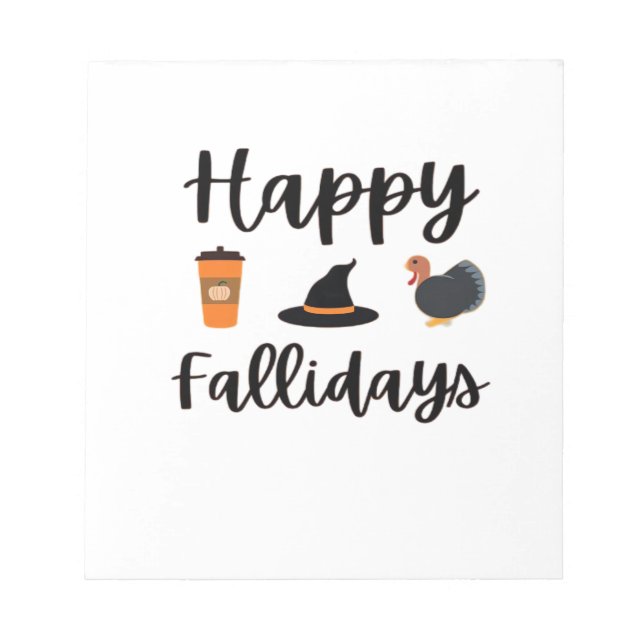 Bloco De Notas Cute Fall season Happy Fallidays Thanksgiving Hall (Frente)