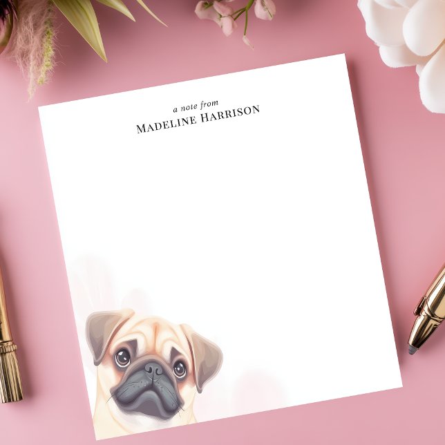 Bloco De Notas Cute Fawn Pug Dog Lover's Personalizado (Criador carregado)