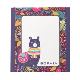 Bloco De Notas Cute Floral Llama