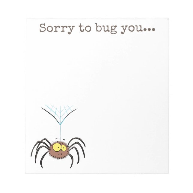 Bloco De Notas Cute fluffy brown spider cartoon illustration (Frente)