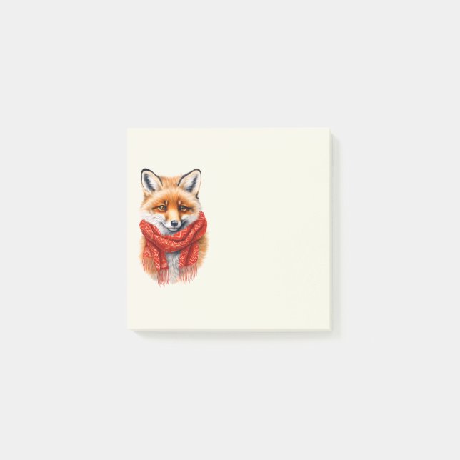 Bloco De Notas Cute Fox in a Red Scarf Autumn Image (Frente)