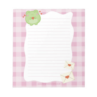 Bloco De Notas Cute frog pink love notepad, valentine note paper