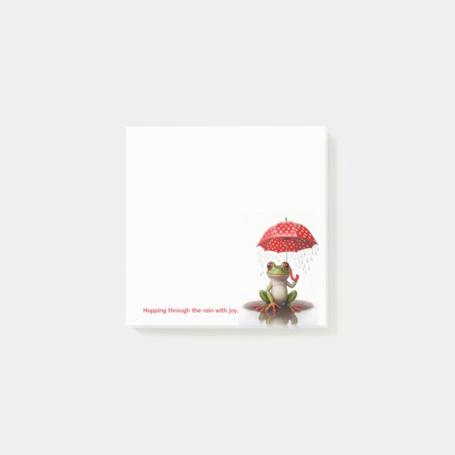 Bloco De Notas Cute Frog Post-It Notes – Rainy Day Joy (Frente)
