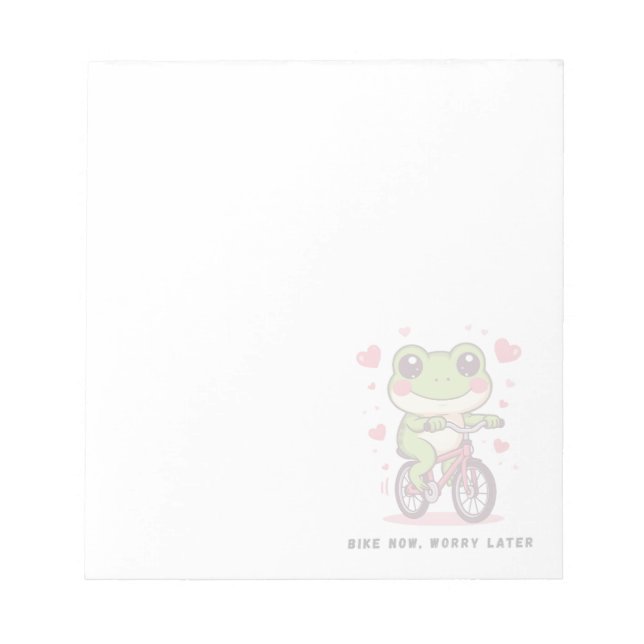 Bloco De Notas Cute Frog Riding Bicycle | Funny Frog Lover Gift (Frente)