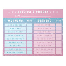 Cute Girly Pink Blue Glitter Kids Daily Chores