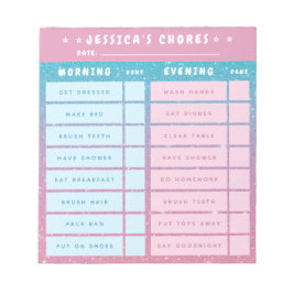 Bloco De Notas Cute Girly Pink Blue Glitter Kids Daily Chores