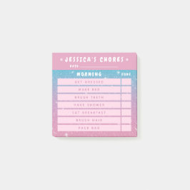 Bloco De Notas Cute Girly Pink Glitter Kids Morning Chores 3x3