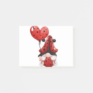 Bloco De Notas Cute Gnome Ladybug With Heart Balloon