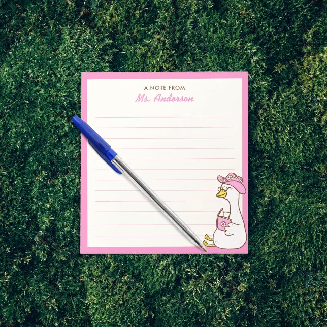 Bloco De Notas Cute Goose Reading Custom Teacher Appreciation (Criador carregado)