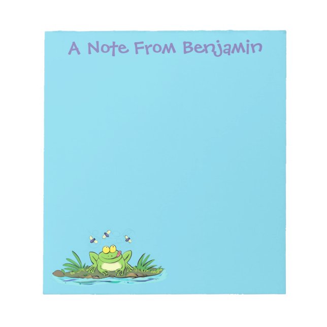 Bloco De Notas Cute green hungry frog cartoon illustration (Frente)