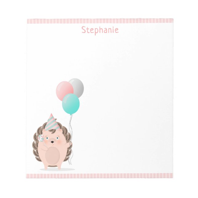 Bloco De Notas Cute Hedgehog Birthday (Frente)