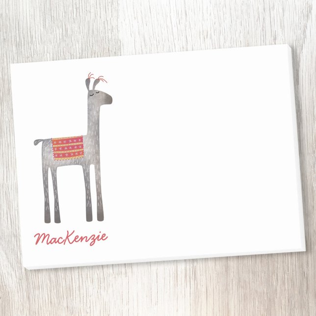Bloco De Notas Cute Llama Personalizado (Llama personalized name Post It notes)