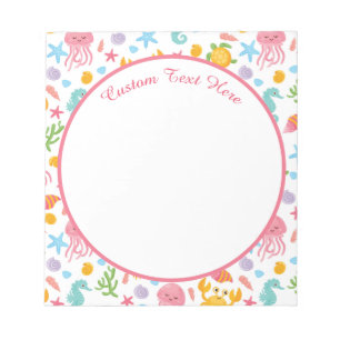 Bloco De Notas Cute Ocean Sea Life Seahorse Starfish Turtle