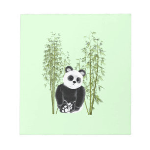 Bloco De Notas Cute Panda Sentado em Bambu