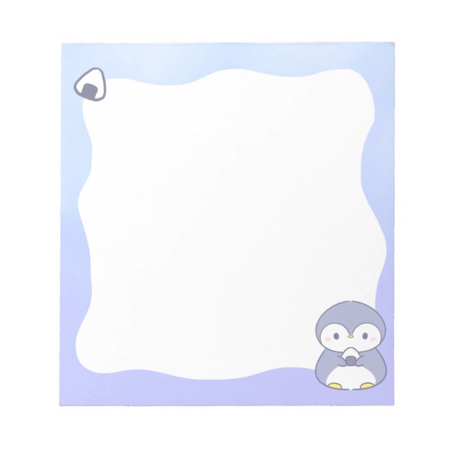 Bloco De Notas Cute Penguin Notepad | Kawaii Pastel Memo Pad (Frente)