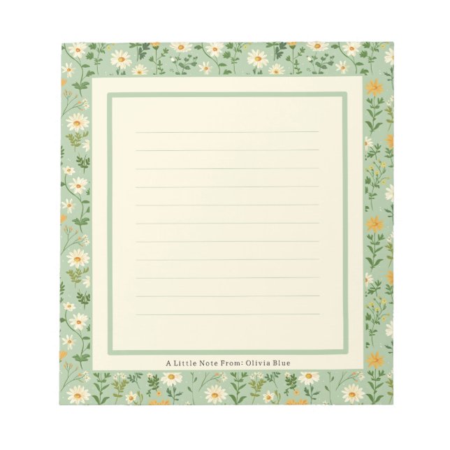 Bloco De Notas Cute Personalised Green Floral Botanical Note List (Frente)