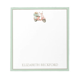 Bloco De Notas Cute Pink and Aqua Coastal Scooter