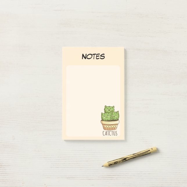 Bloco de Notas Cute Potted Cactus Botanical Lined (Na mesa)