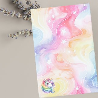 Bloco De Notas Cute Rainbow Unicorn para Raparigas com Nome Perso