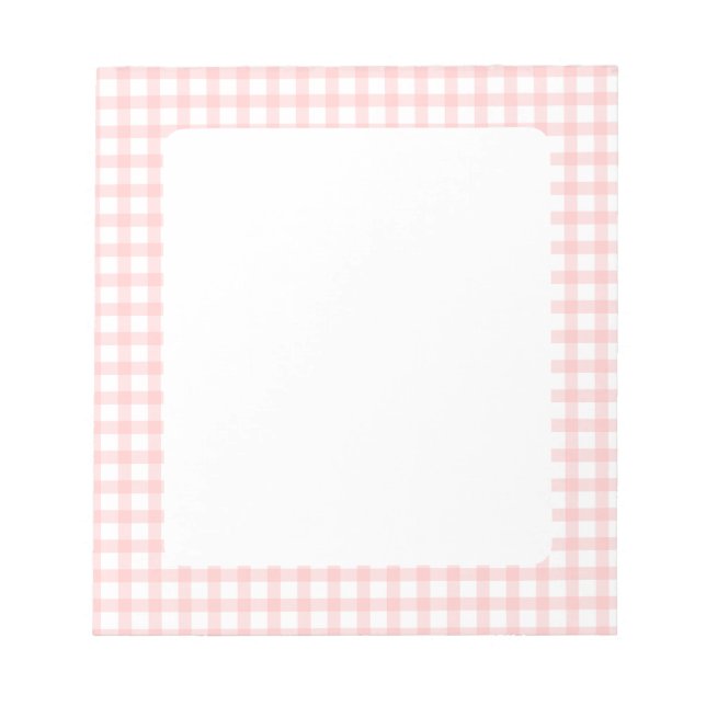 Bloco De Notas Cute Retro Pink Gingham Plaid pattern (Frente)