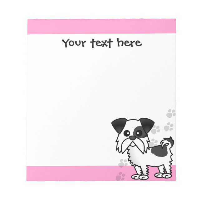 Bloco De Notas Cute Shih Tzu Black and White - Rosa (Frente)