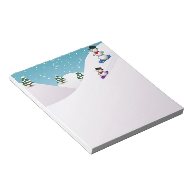 Bloco De Notas Cute Snowboard Snowmen (Inclinado)