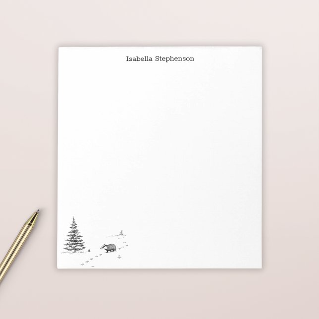 Bloco De Notas Cute Texugo da Floresta Caprichoso Personalizado (Criador carregado)